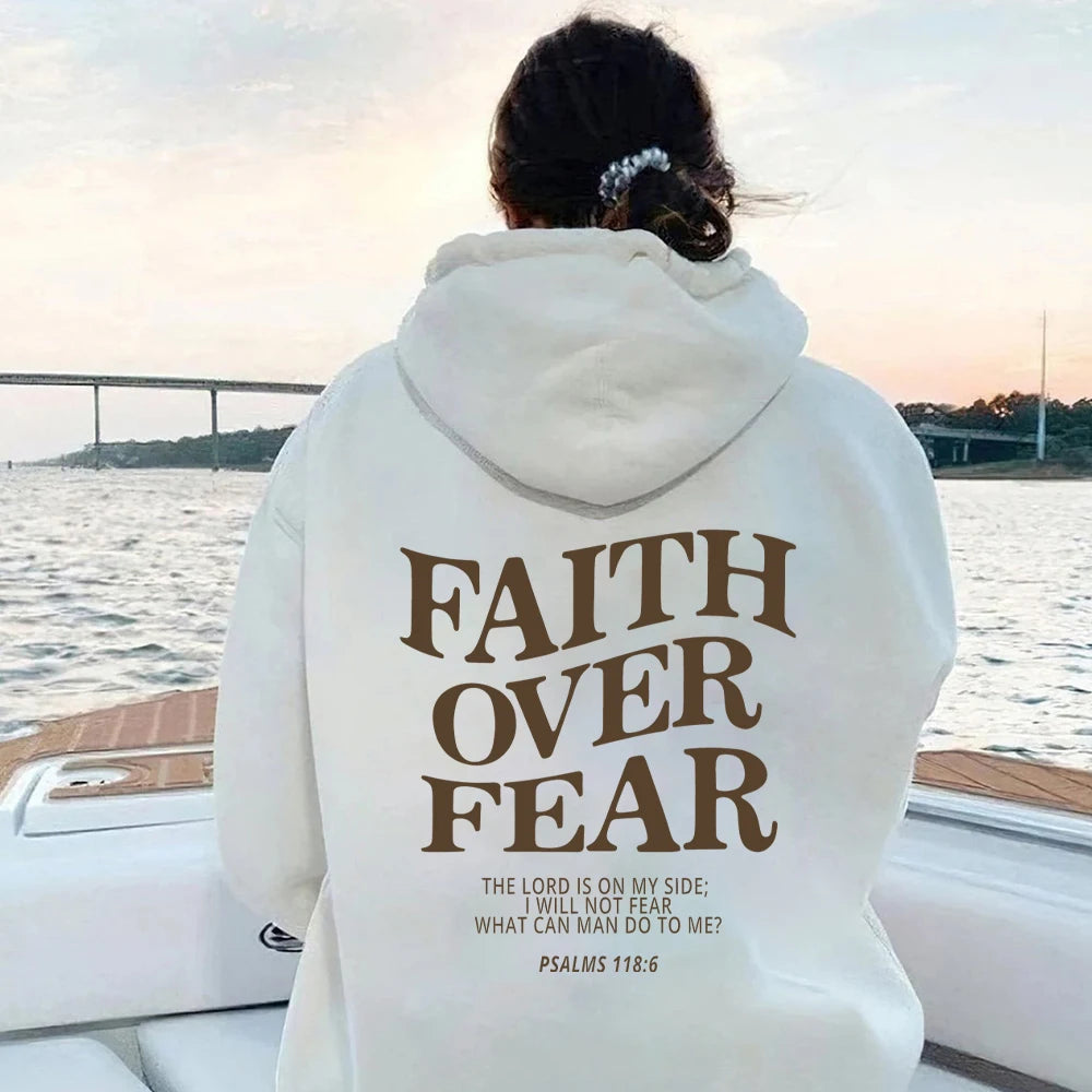 Faith over Fear Christian Hoodie Christian Sweatshirt Jesus Hoodie Trendy Hoodie Bible Verse Shirt Unisex Aesthetic Clothes